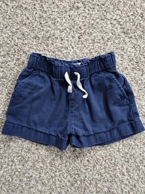 CREWCUTS Girls Drawstring Cotton Twill Shorts Navy Blue Size 5